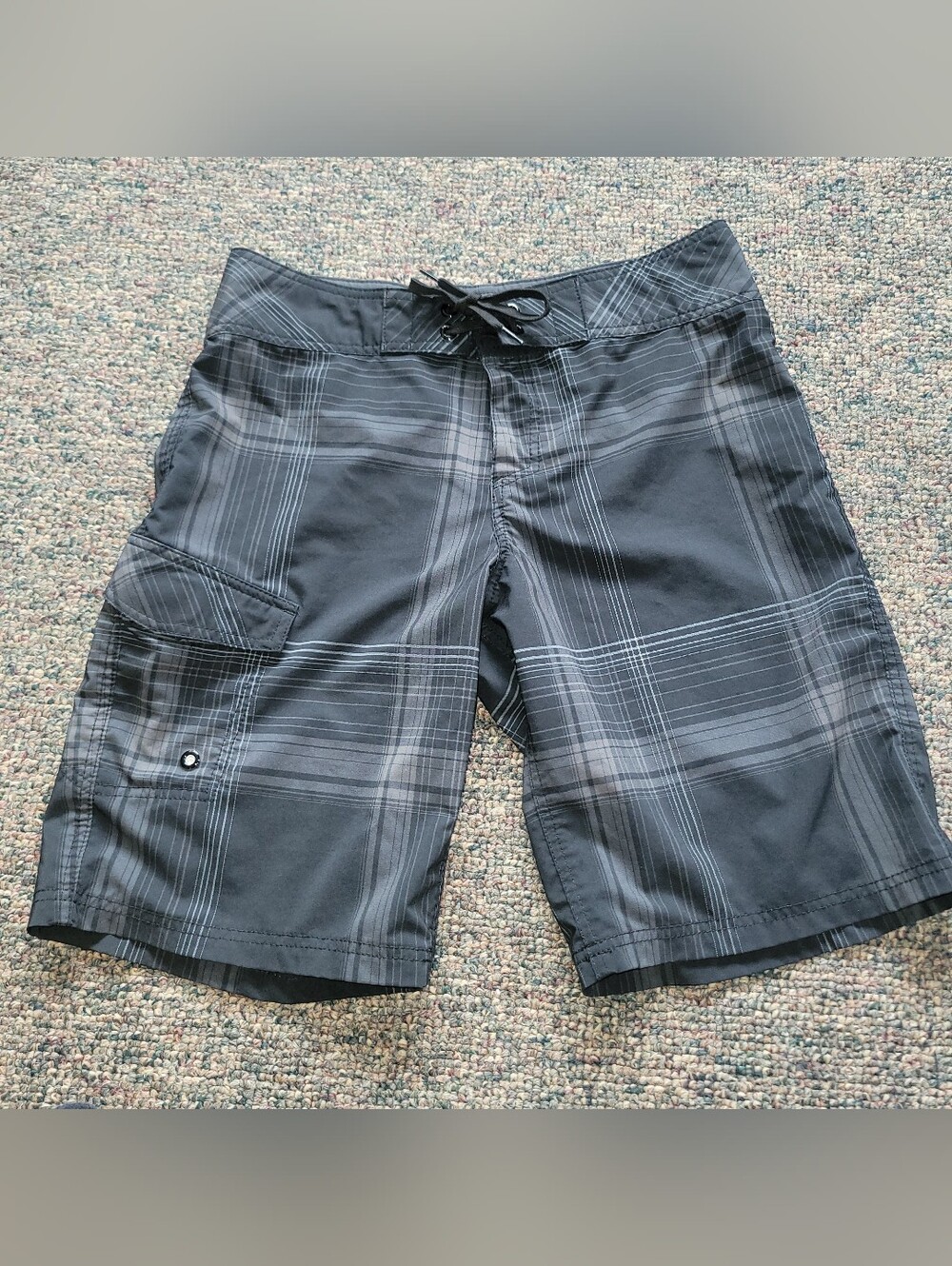 Men's Black Plaid - Classic Boardshorts